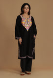 Vibrant Aari Embroidered Black Kashmiri Phiran- Free Size
