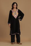 Vibrant Aari Embroidered Black Kashmiri Phiran- Free Size