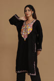 Vibrant Aari Embroidered Black Kashmiri Phiran- Free Size