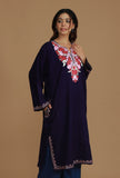 Plum Phiran with Pink and Maroon Aari Embroidery- Free Size