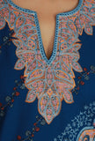 All-Over Embroidered Blue Kashmiri Phiran with Paisleys- Free Size