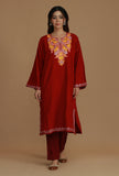 Maroon Phiran with Yellow and White Aari Embroidery- Free Size