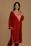 Maroon Phiran with Yellow and White Aari Embroidery- Free Size