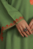 Olive Green Phiran with Multi-Tone Aari Embroidery- Free Size