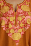 Mustard Phiran with Yellow and Pink Aari Embroidery- Free Size