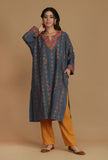 All-Over Embroidered Slate Grey Kashmiri Phiran- Free Size