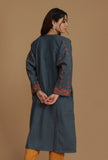 All-Over Embroidered Slate Grey Kashmiri Phiran- Free Size