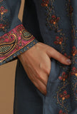 All-Over Embroidered Slate Grey Kashmiri Phiran- Free Size