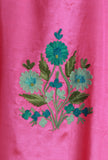 Aari Embroidered Satin Pink Kashmiri Kaftan- Free Size