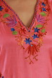 Aari Embroidered Multicolor Kashmiri Satin Kaftan- Free Size