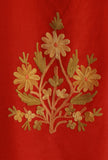 Aari Embroidered Red Satin Kashmiri Kaftan- Free Size