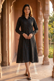 Black Booti Cotton Shirt Dress