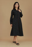 Black Booti Cotton Shirt Dress