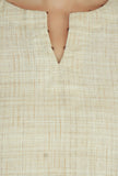 Set of 2 Beige Cotton Khadi Sleeveless Kurta with Multicolor Striped Cotton Viscose Pants