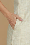 Beige Cotton Khadi Sleeveless Kurta