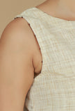 Beige Cotton Khadi Sleeveless Kurta