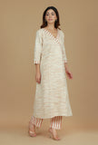 Beige Cotton Khadi Wrap Kurta