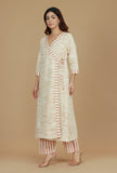 Beige Cotton Khadi Wrap Kurta