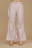 Set of 2  Rose & Ivory Striped Asymmetric Top with Matching Pants