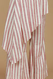 Set of 2  Rose & Ivory Striped Asymmetric Top with Matching Pants