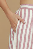 Rose & Ivory Striped Wide-Leg Cotton Viscose Pants