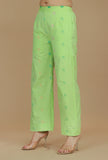 Lime Green Booti Embroidered Cotton Viscose Pants