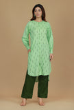 Light Green Ikat Woven Cotton Kurta