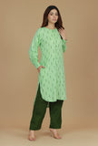 Light Green Ikat Woven Cotton Kurta
