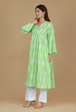 Light Green Ikat Flared Cotton Kurta