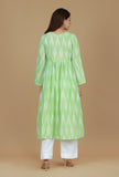 Light Green Ikat Flared Cotton Kurta