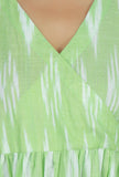 Light Green Ikat Flared Cotton Kurta