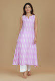 Lavender Ikat Sleeveless Cotton Kurta