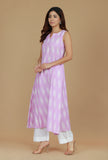 Lavender Ikat Sleeveless Cotton Kurta