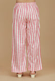 Set of 2 Pink & White Striped Cotton Viscose Kurta with Matching Pants