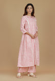 Pink & White Striped Cotton Viscose Kurta