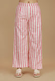 Pink & White Striped Cotton Viscose Pants