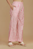 Pink & White Striped Cotton Viscose Pants