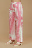 Pink & White Striped Cotton Viscose Pants