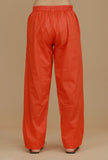 Set of 2 Orange Ikat Cotton Kurta with Matching Orange Pants