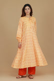 Orange Ikat Cotton Kurta