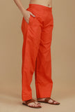 Solid Orange Cotton Pants