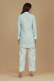 Set of 2 Light Grey Cotton Khadi Kurta with Matching Cotton Khadi Pants