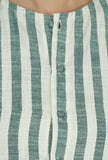 Set of 2 Green & White Striped Cotton Kurta with Matching Pants