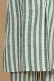 Green & White Striped Cotton Kurta