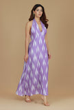 Purple Ikat Halter Neck Dress