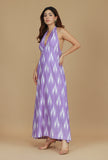 Purple Ikat Halter Neck Dress