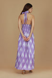 Purple Ikat Halter Neck Dress