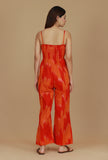 Orange Ikat Printed Spaghetti Strap Jumpsuit