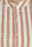 Set of 2 Beige Striped Cotton Shirt & Khadi-Inspired Wide-Leg Pants