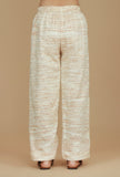 Off-White Khadi Textured Wide-Leg Pants